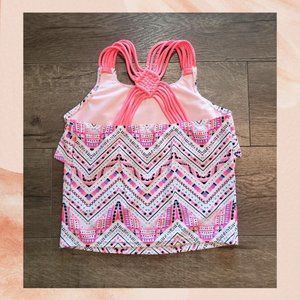 Glitter Beach Neon Pink Flounce Bikini Top